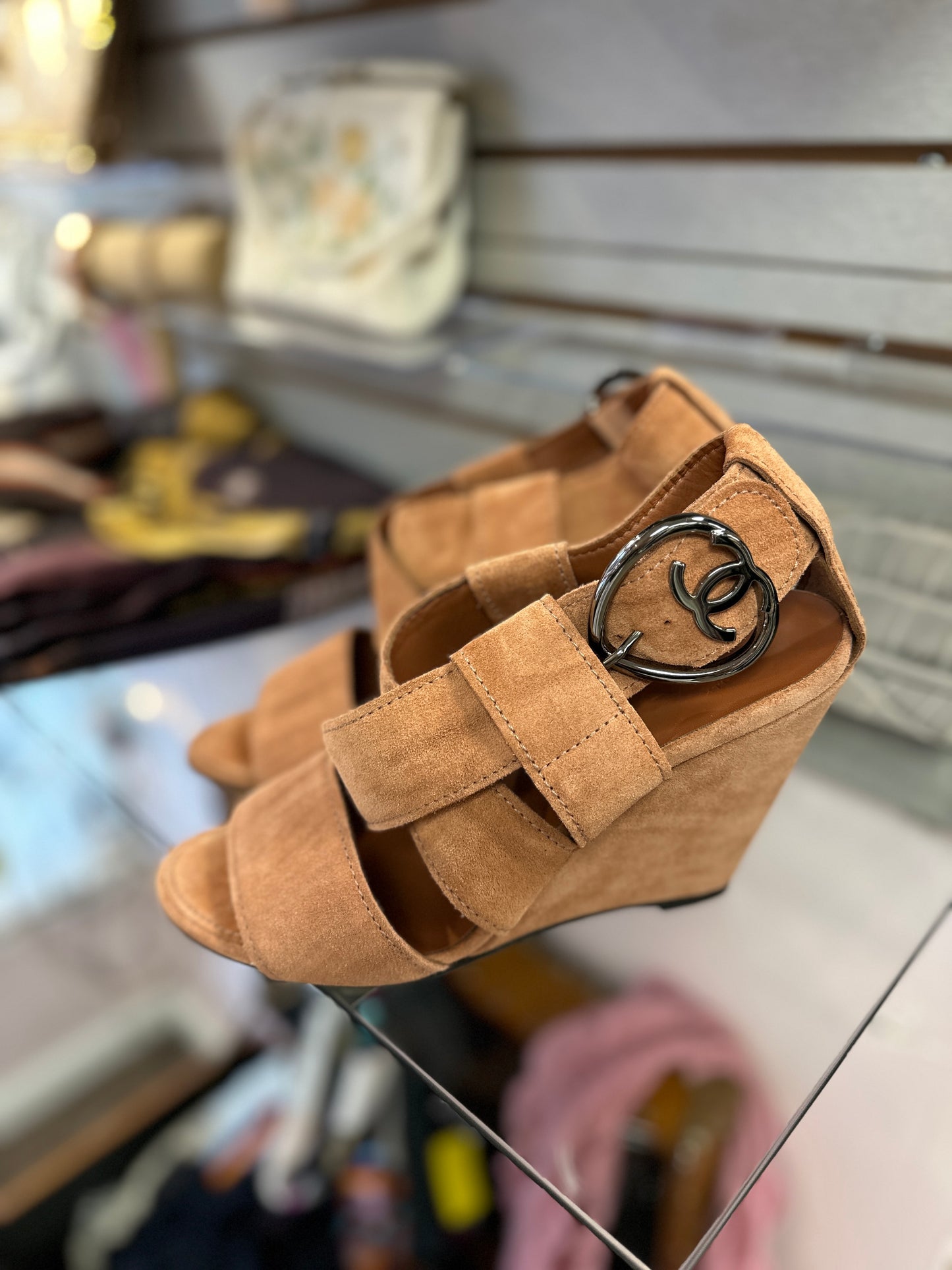 Chanel suede wedges