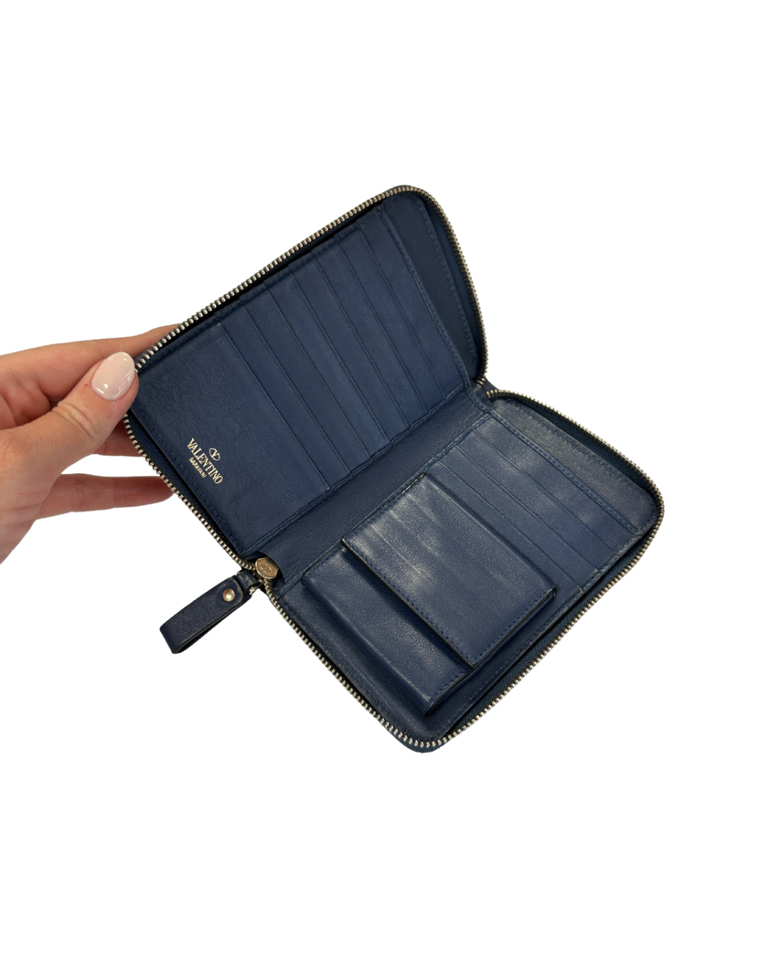 Valentino Rock Stud Navy Wallet