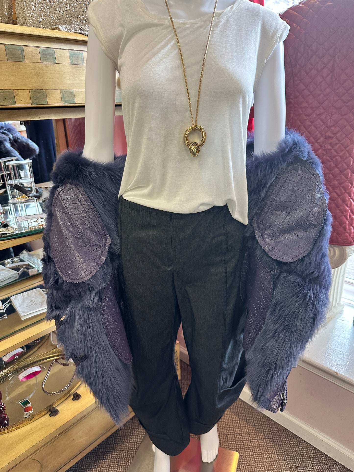 Patrizia Pepe Plum Fur Coat