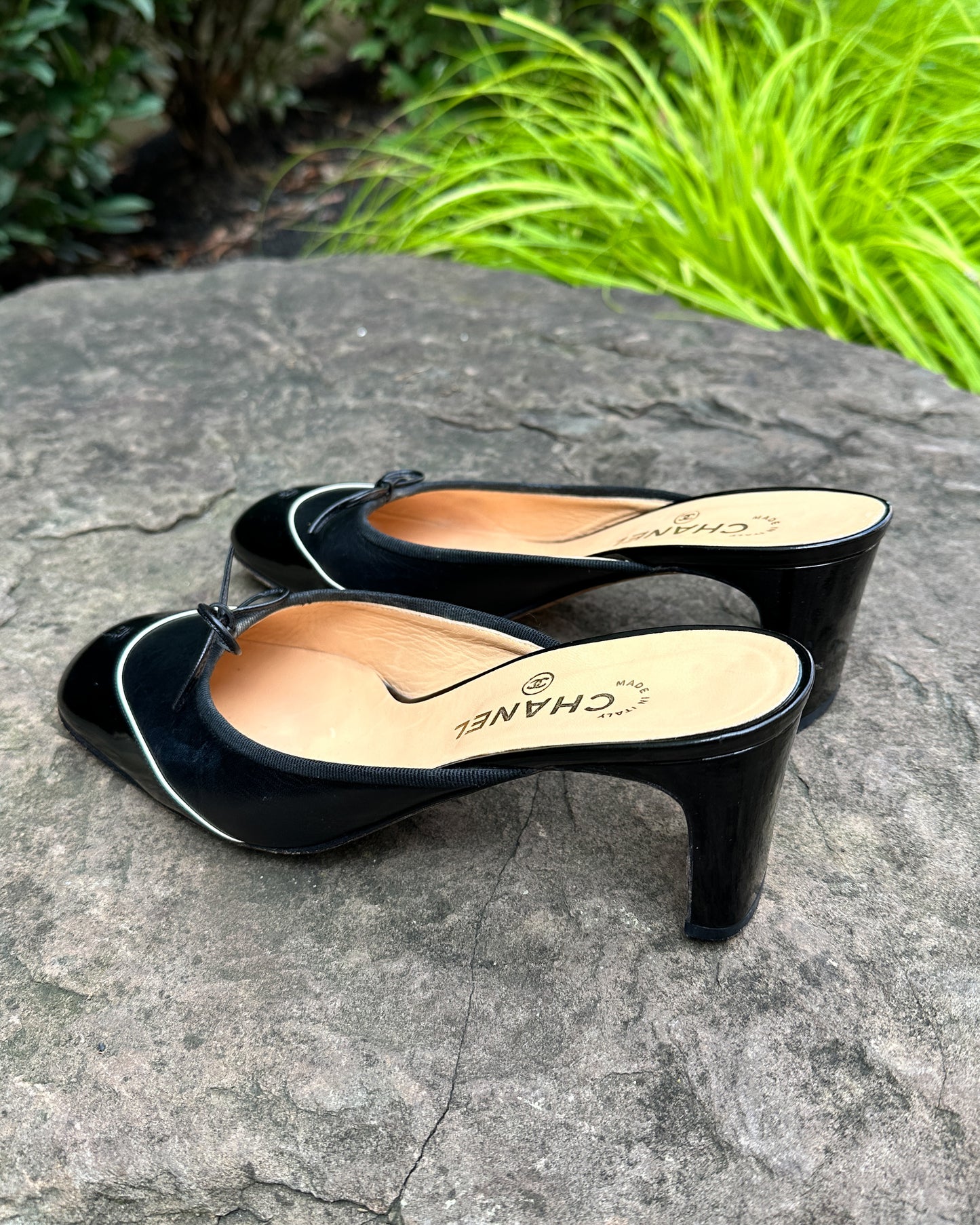 Chanel Bow Leather Mules