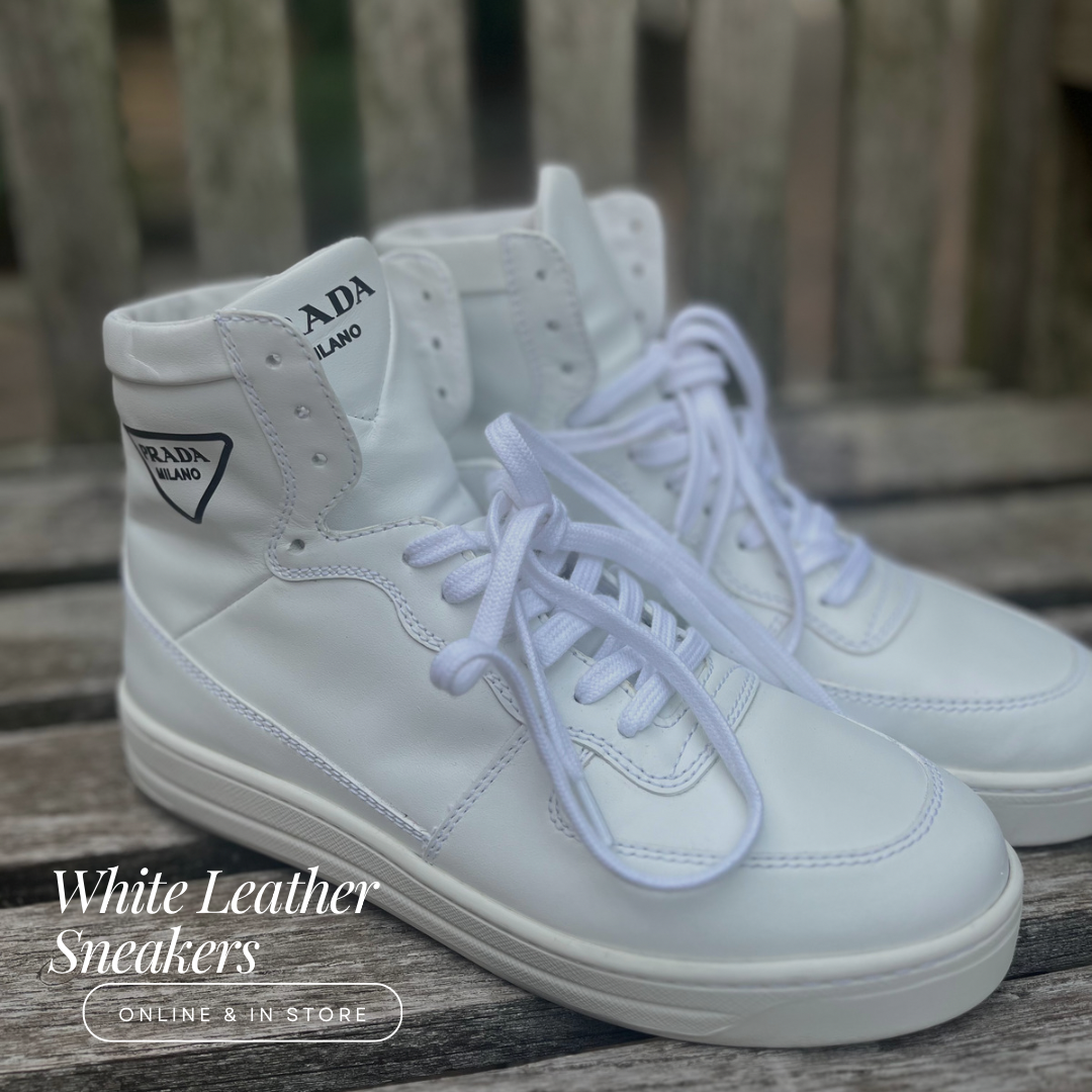 Prada White Leather Sneakers