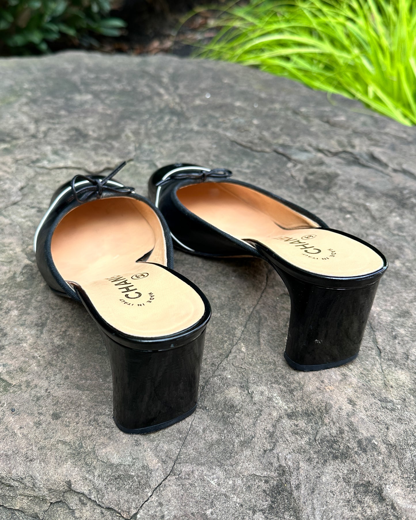 Chanel Bow Leather Mules
