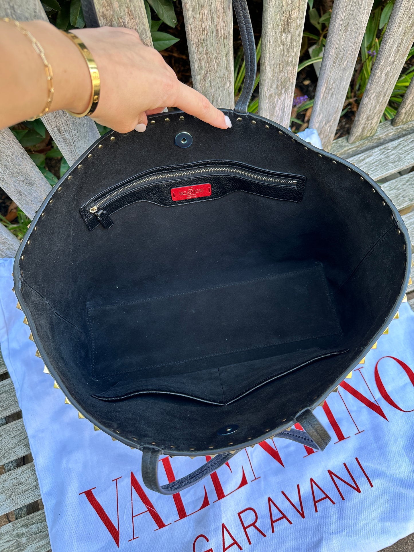 Valentino Black Rockstud Tote Bag