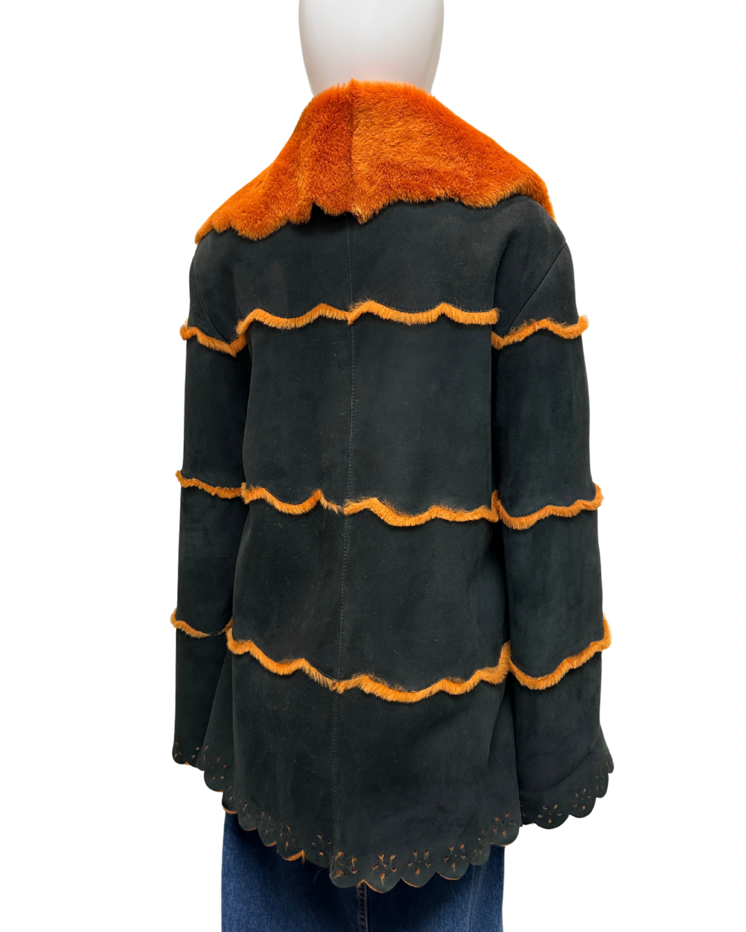 Vintage Shearling Scallop-Trim Jacket