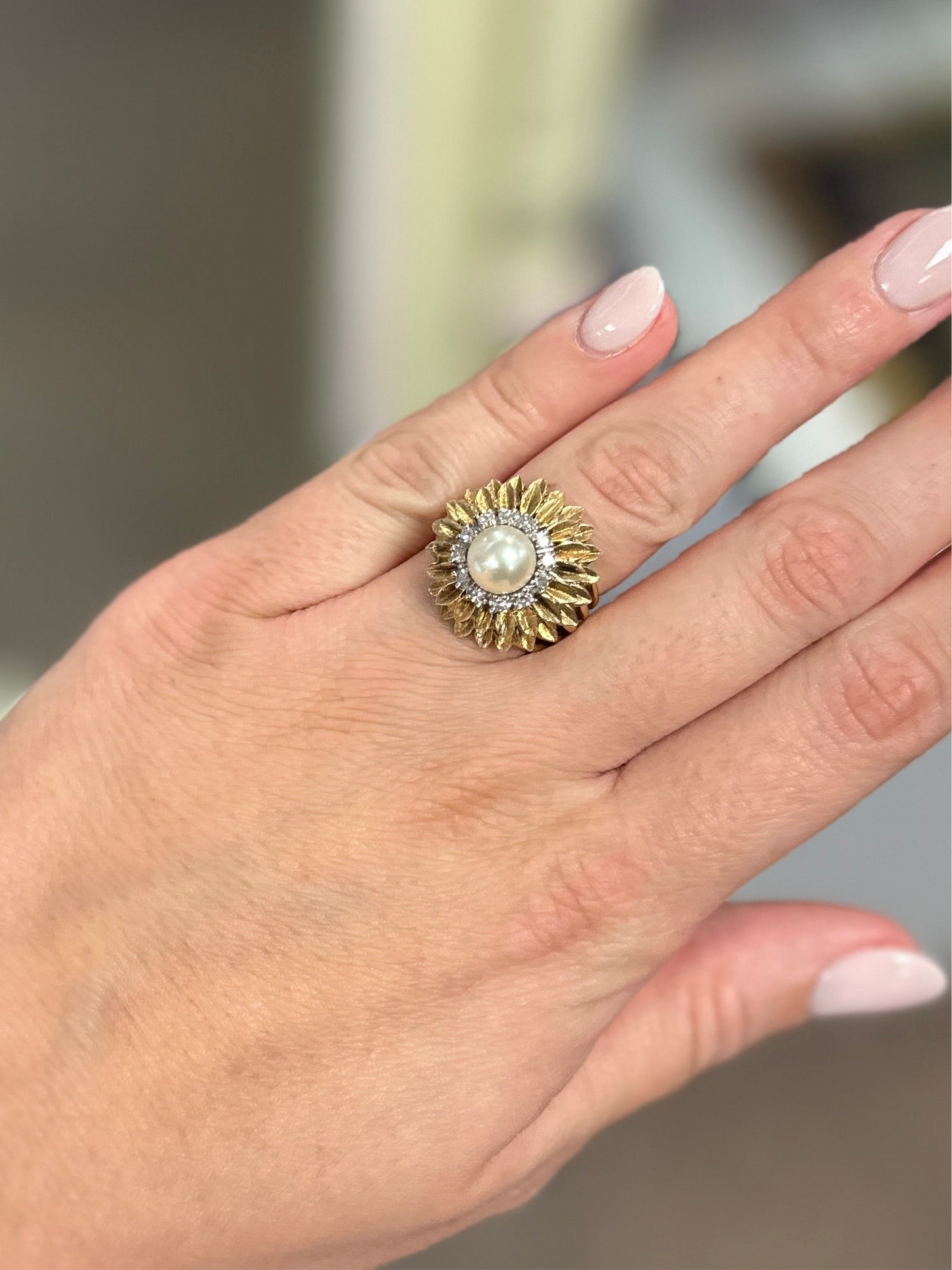 Diamond 14K Sunflower Ring