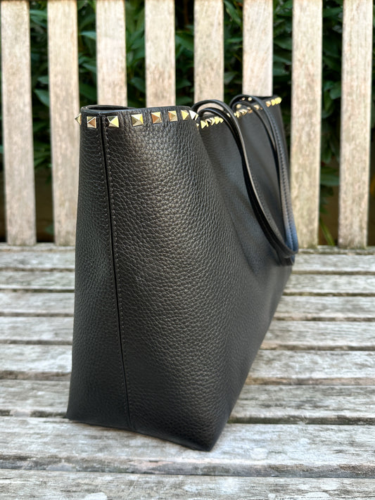 Valentino Black Rockstud Tote Bag