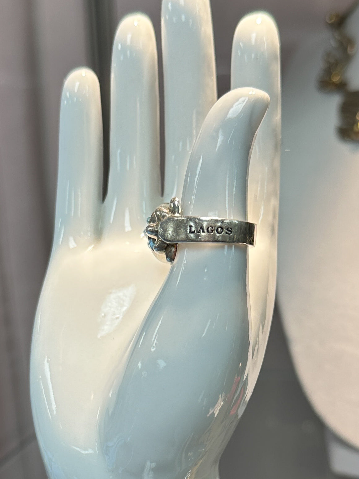 LAGOS 18K GOLD, TOPAZ AND STERLING SILVER RING