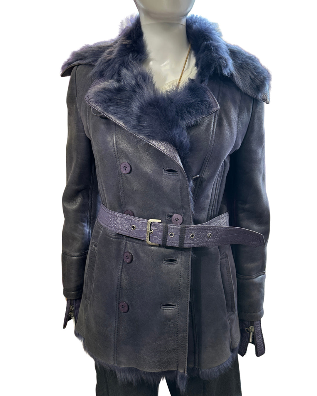 Patrizia Pepe Plum Fur Coat