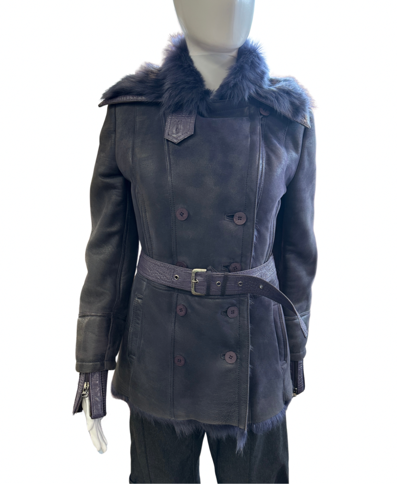 Patrizia Pepe Plum Fur Coat