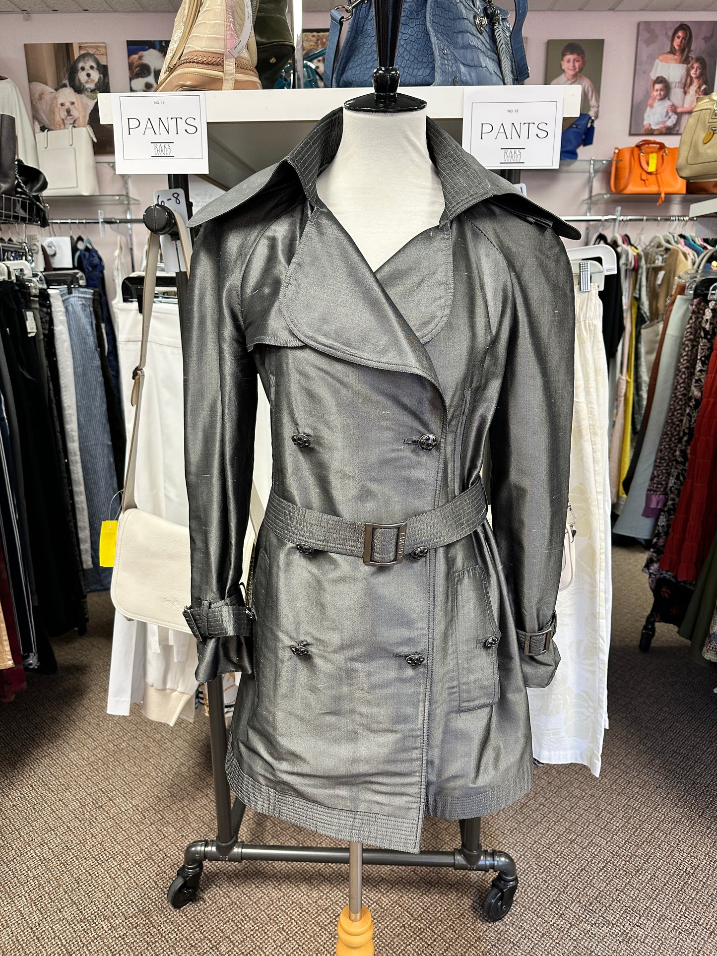 Chanel silver trench style coat