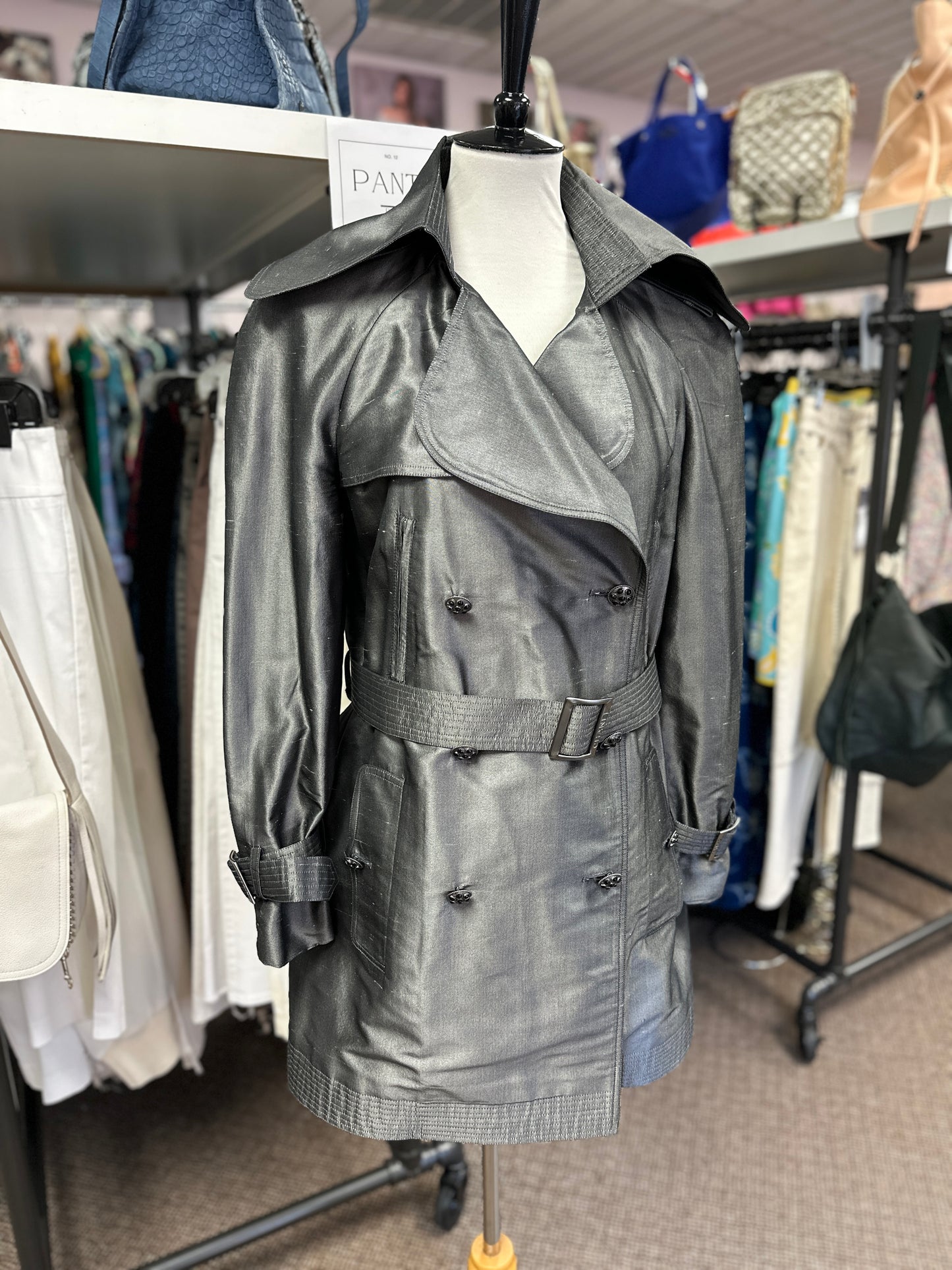 Chanel silver trench style coat