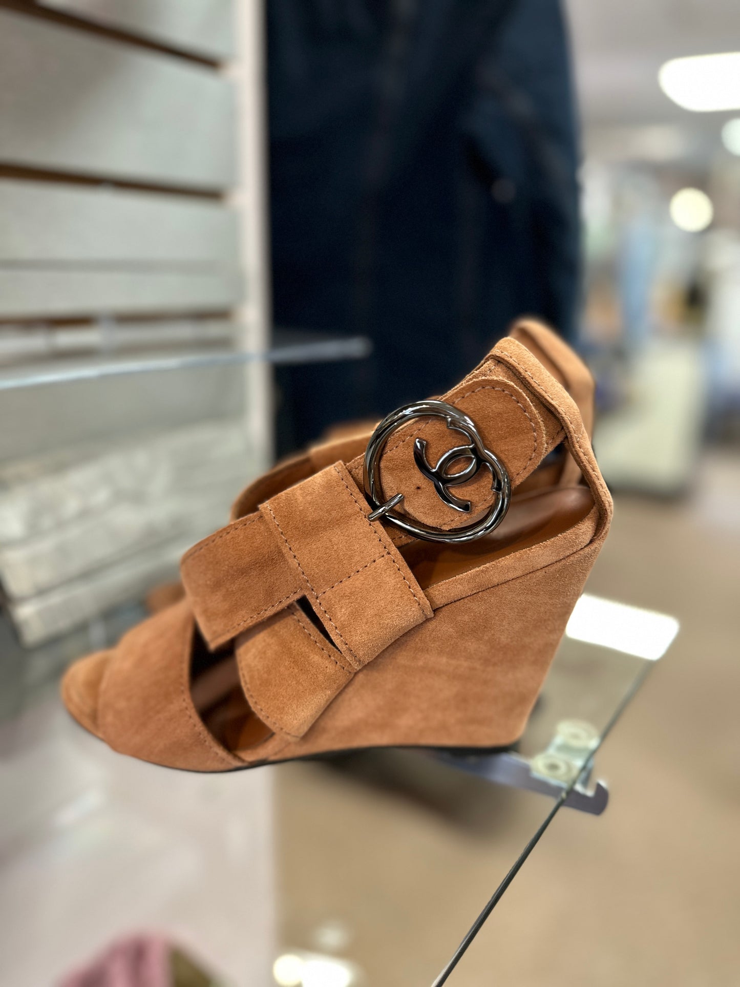 Chanel suede wedges