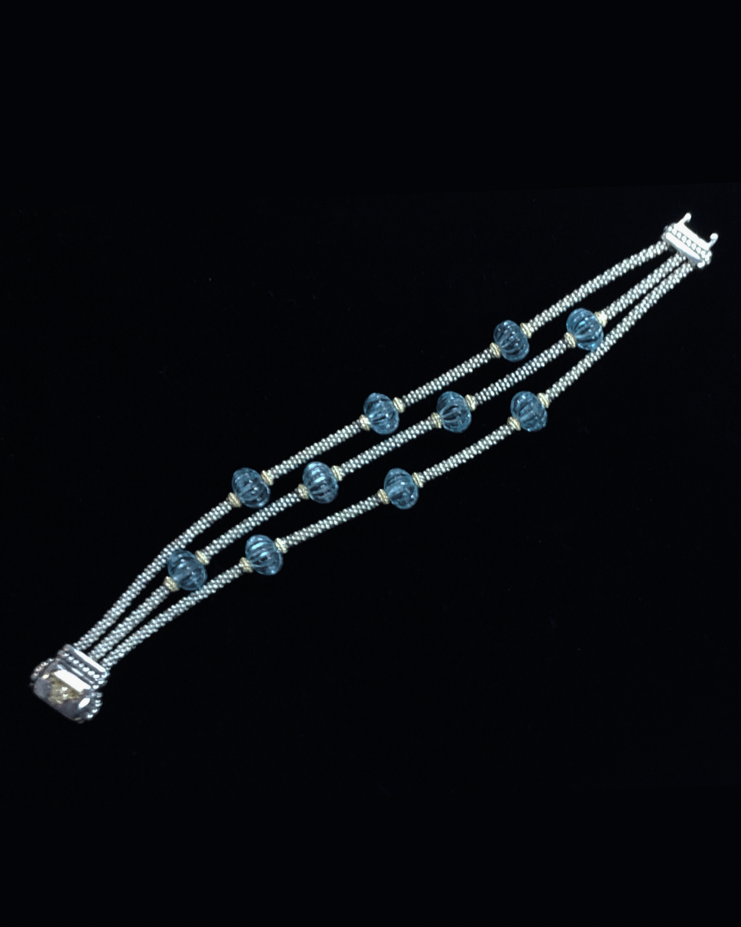 LAGOS 18K Gold & Sterling Silver Caviar Sky Blue Topaz Bracelet