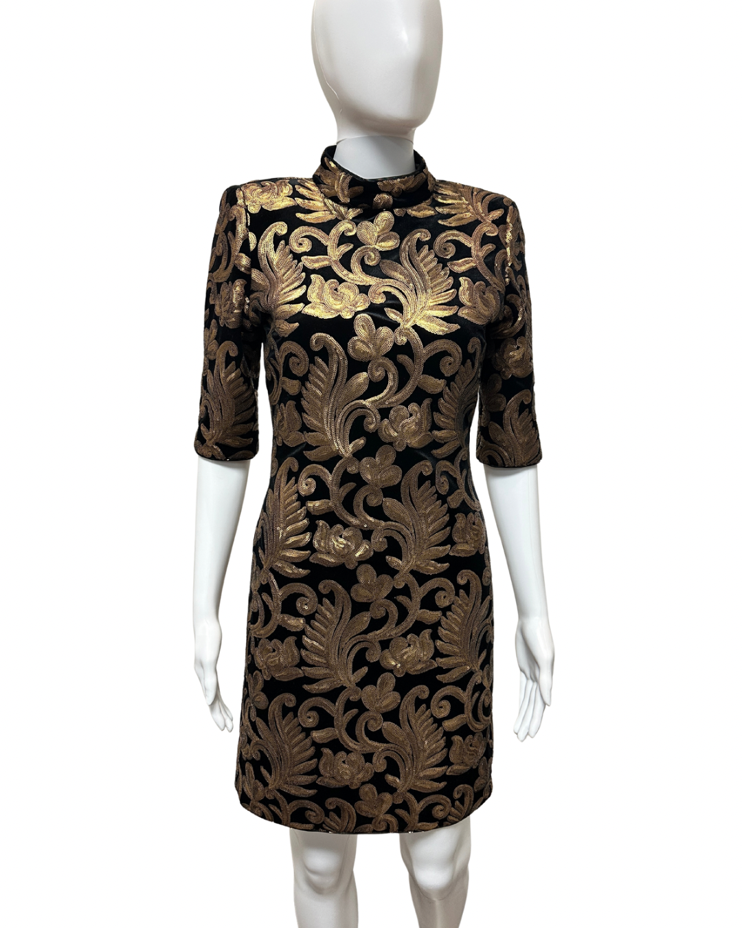Alice + Olivia Strong Shoulder Sequin Dress