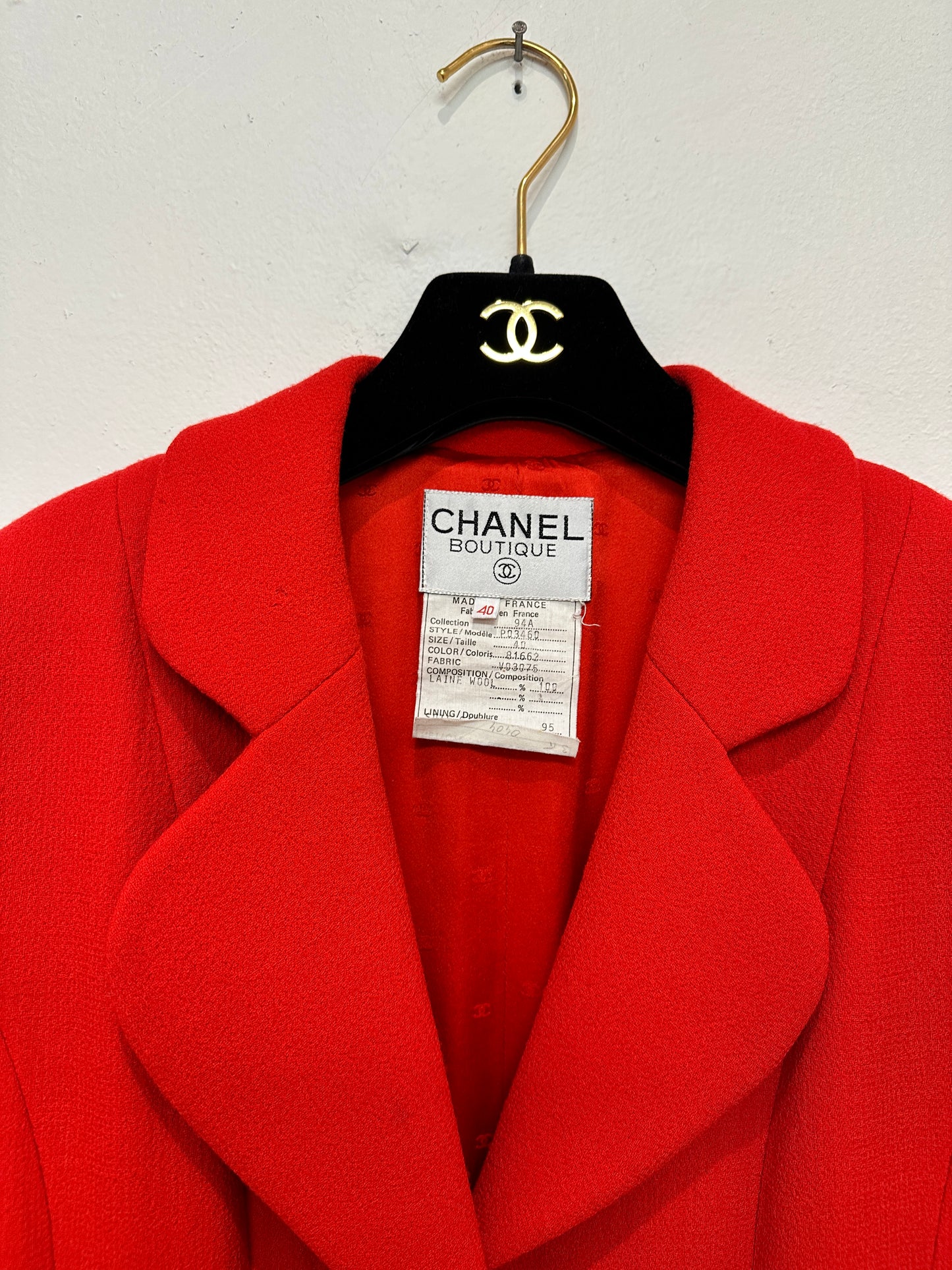 Chanel Vintage Red Wool Blazer