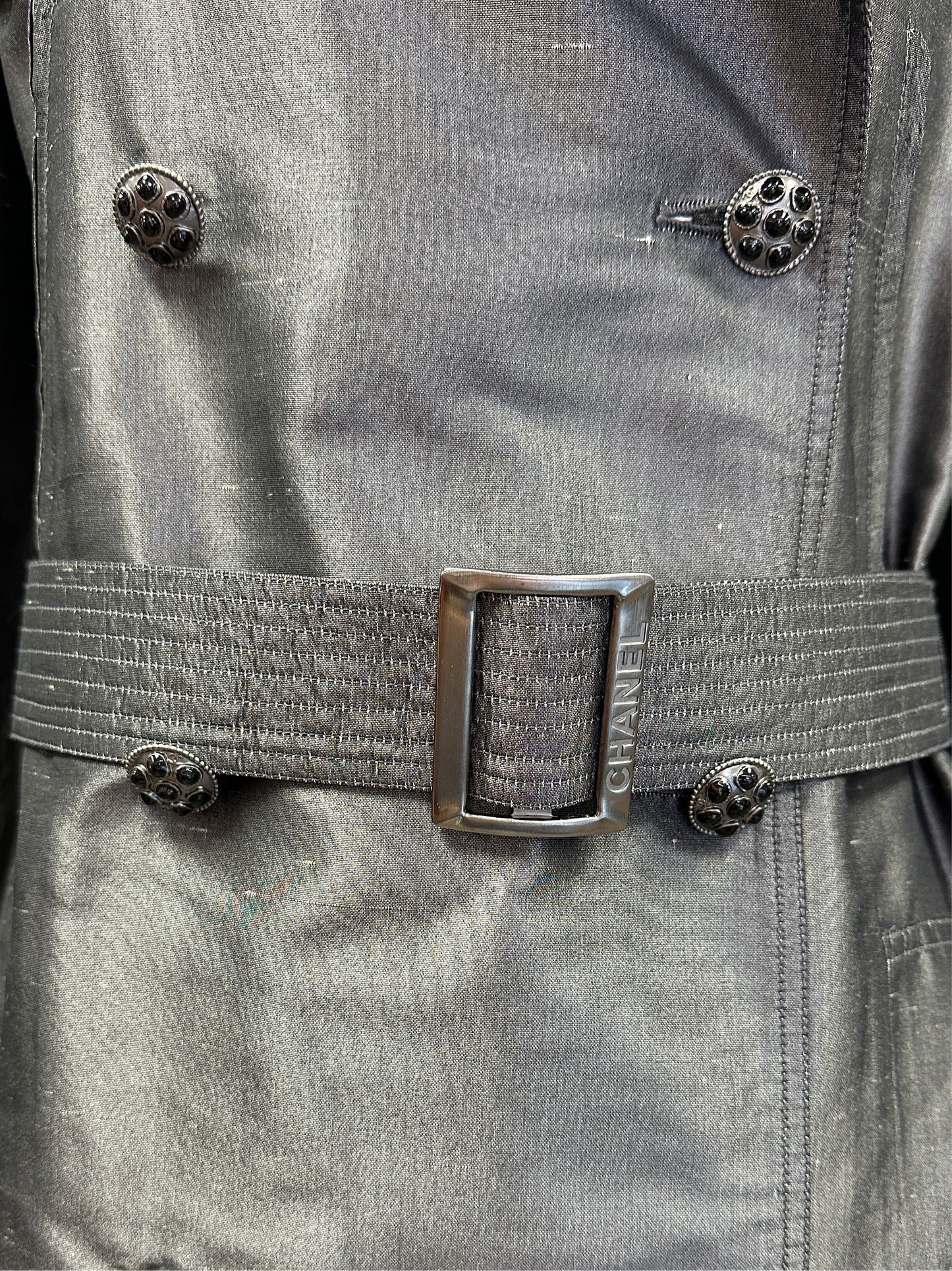 Chanel silver trench style coat