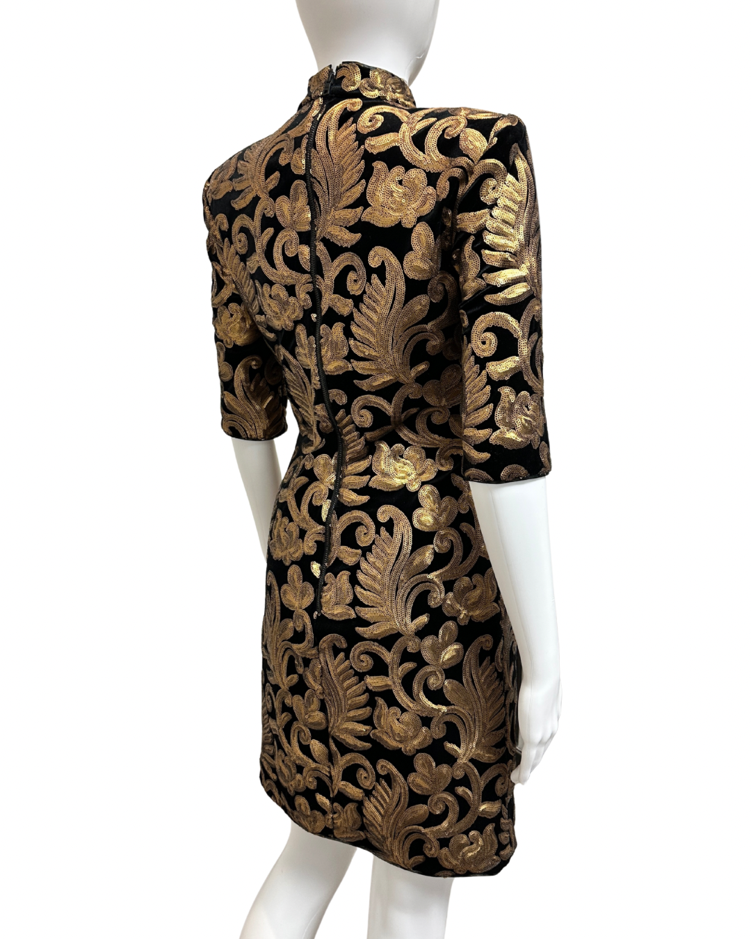 Alice + Olivia Strong Shoulder Sequin Dress