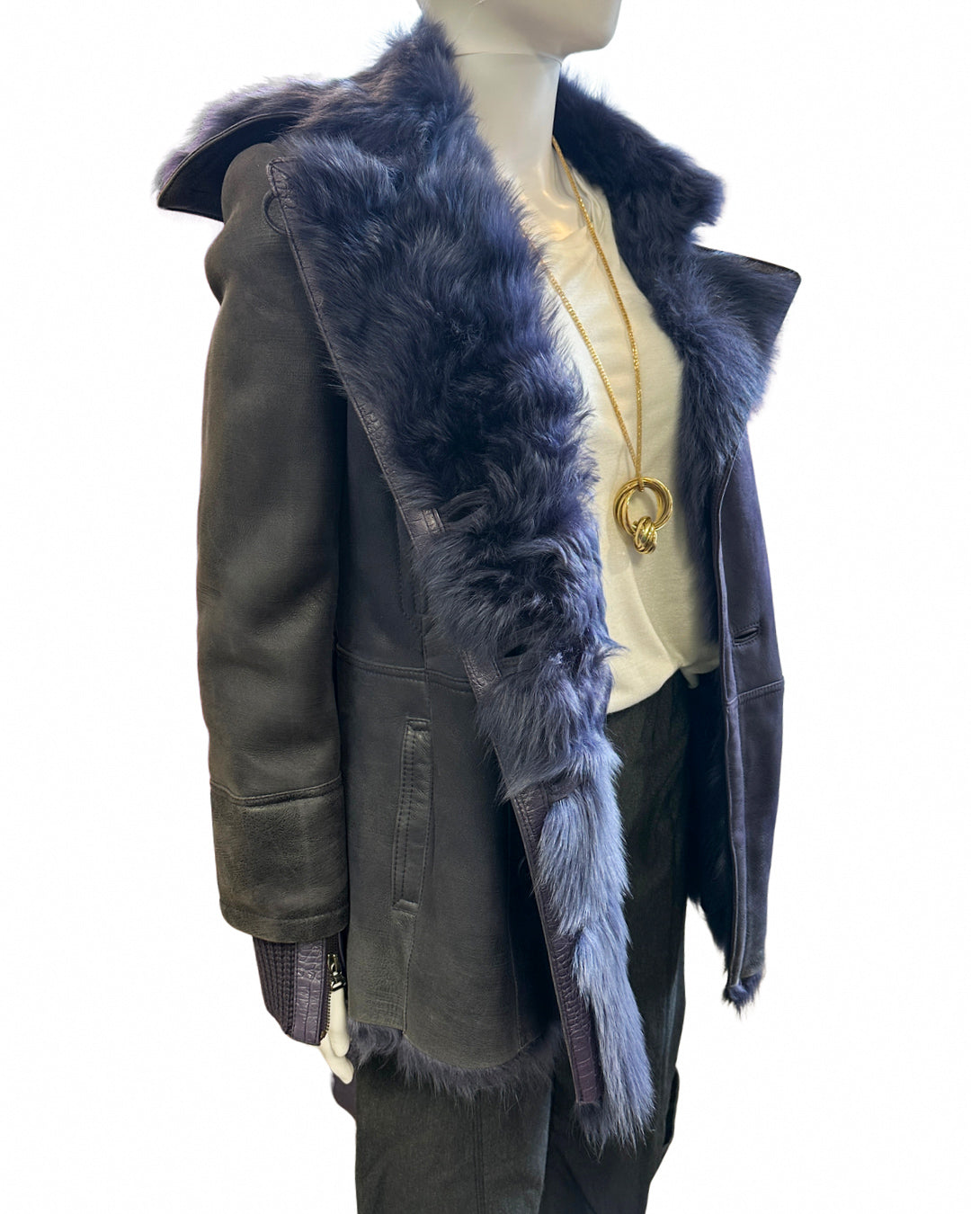 Patrizia Pepe Plum Fur Coat