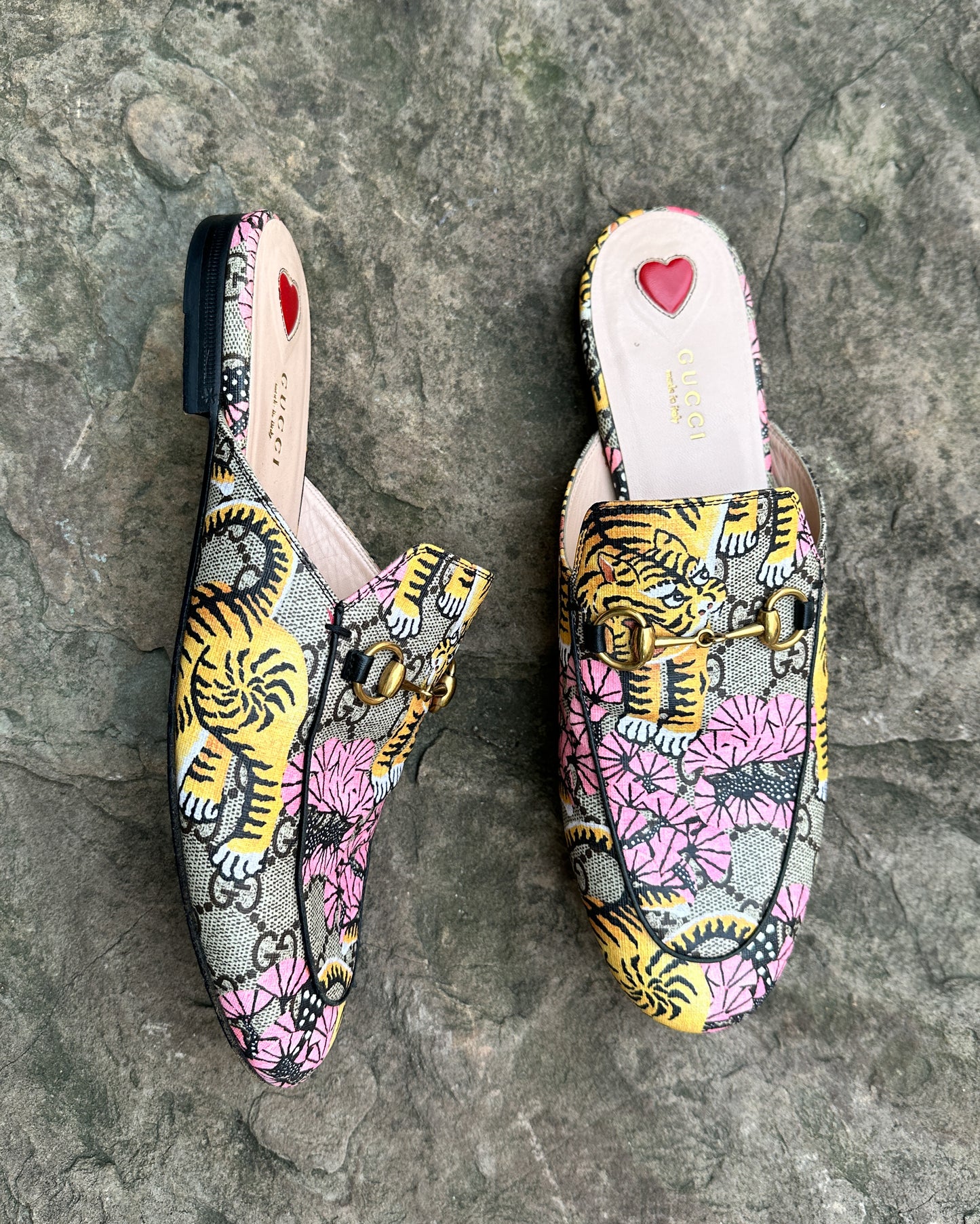 Gucci Tiger Print Mules