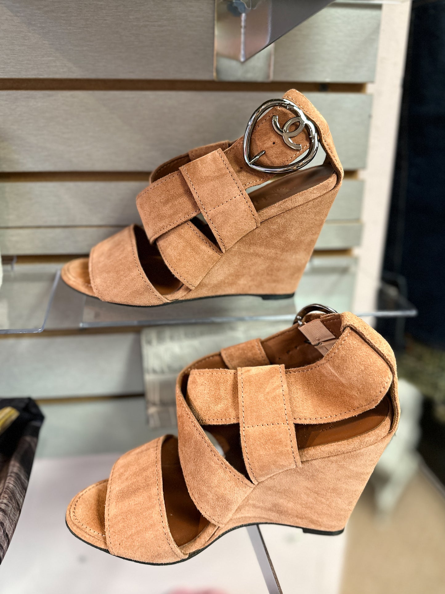 Chanel suede wedges