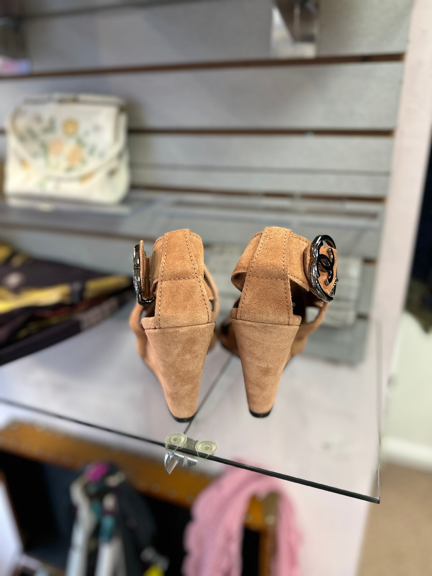 Chanel suede wedges