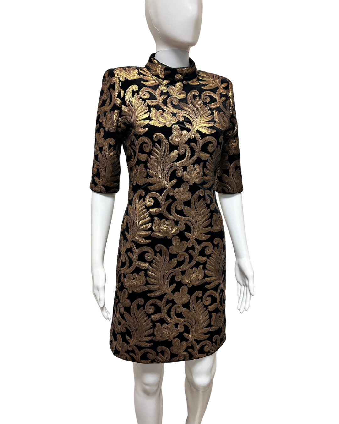 Alice + Olivia Strong Shoulder Sequin Dress