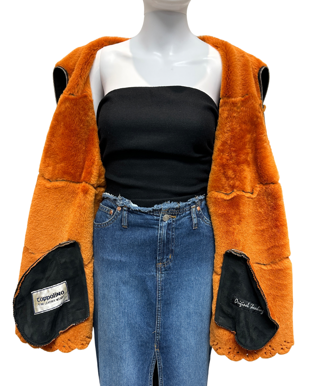 Vintage Shearling Scallop-Trim Jacket
