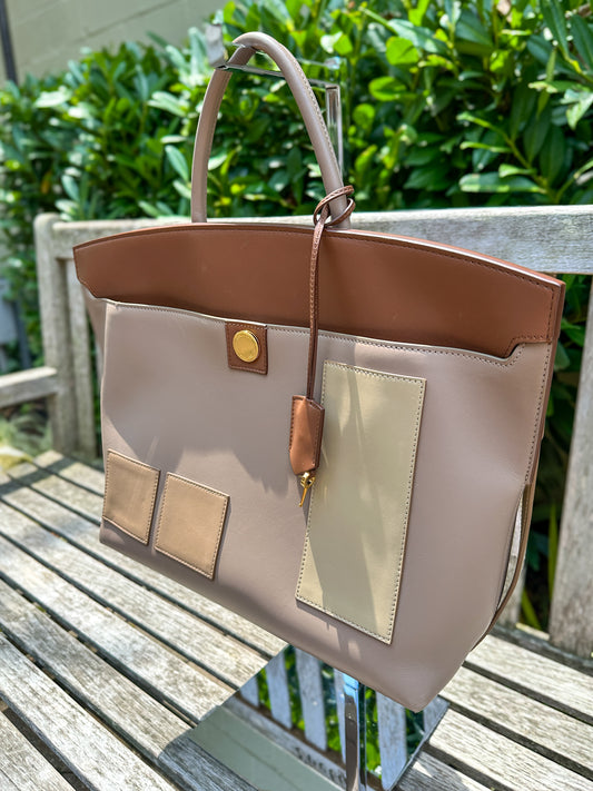 Burberry Leather Society Top Handle Bag