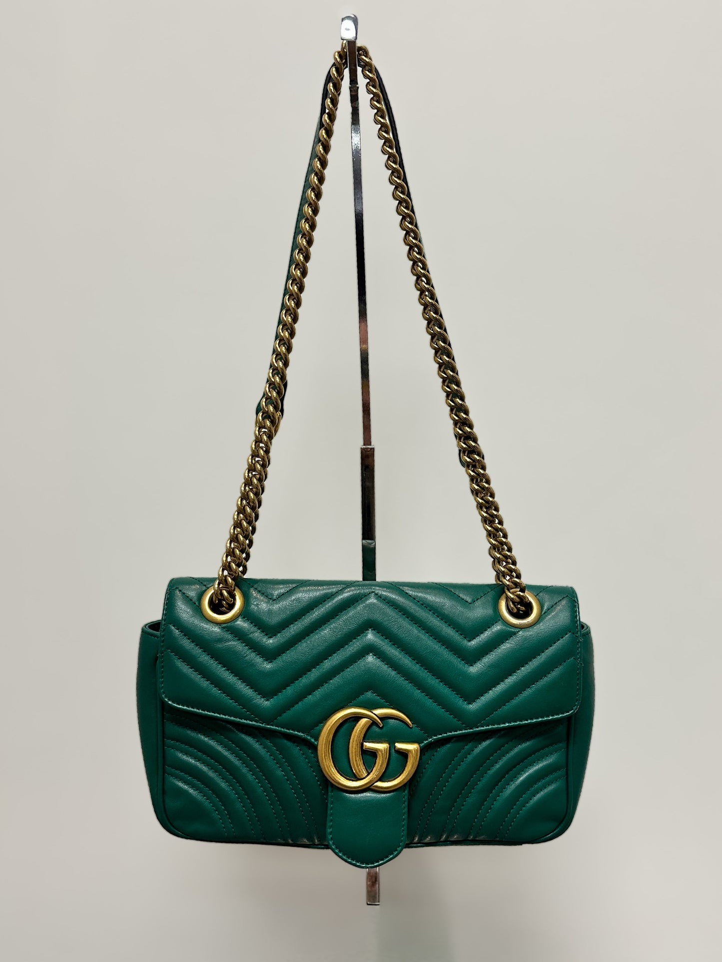 Gucci Green GG Marmont Leather Crossbody Bag