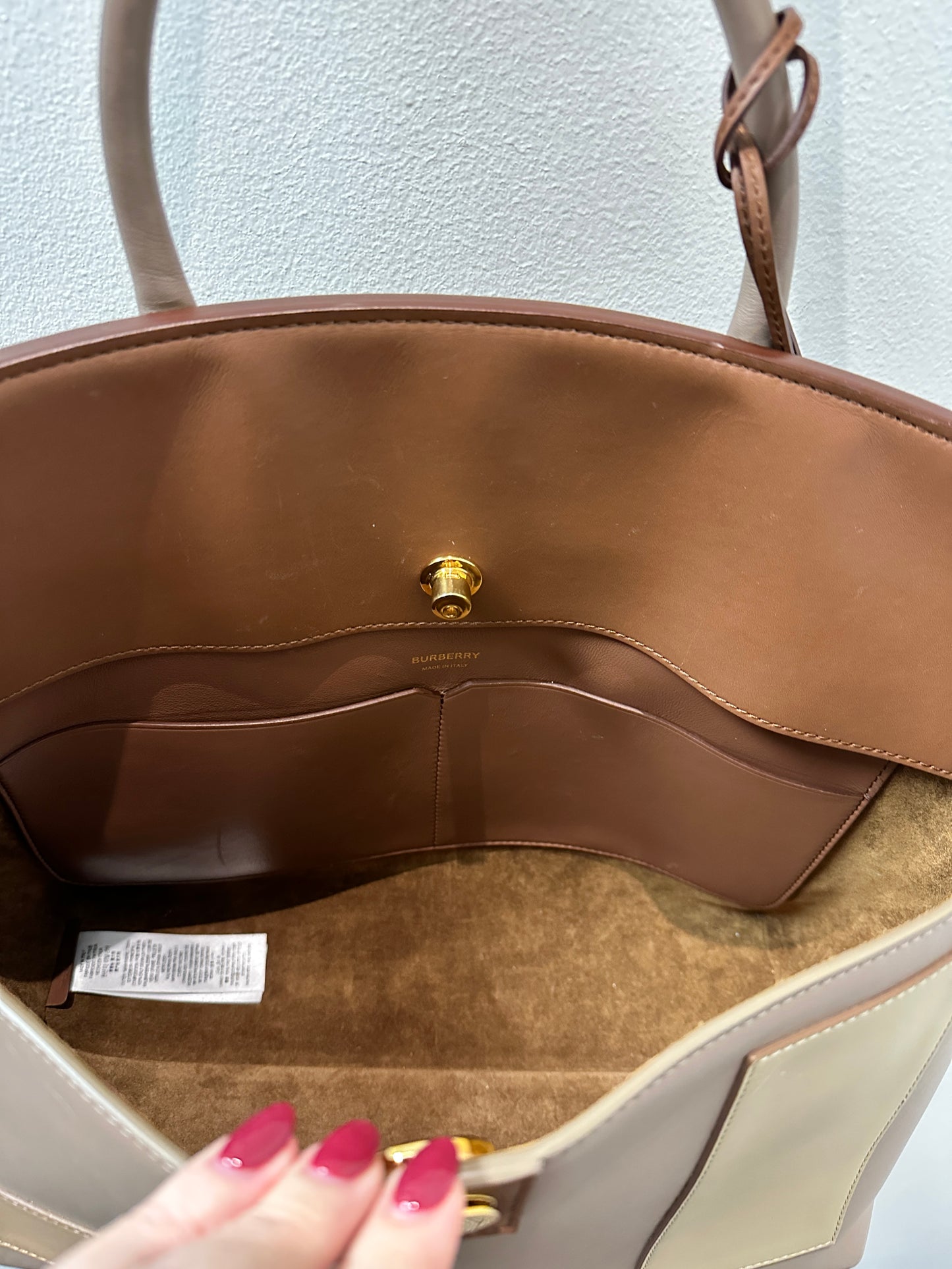 Burberry Leather Society Top Handle Bag