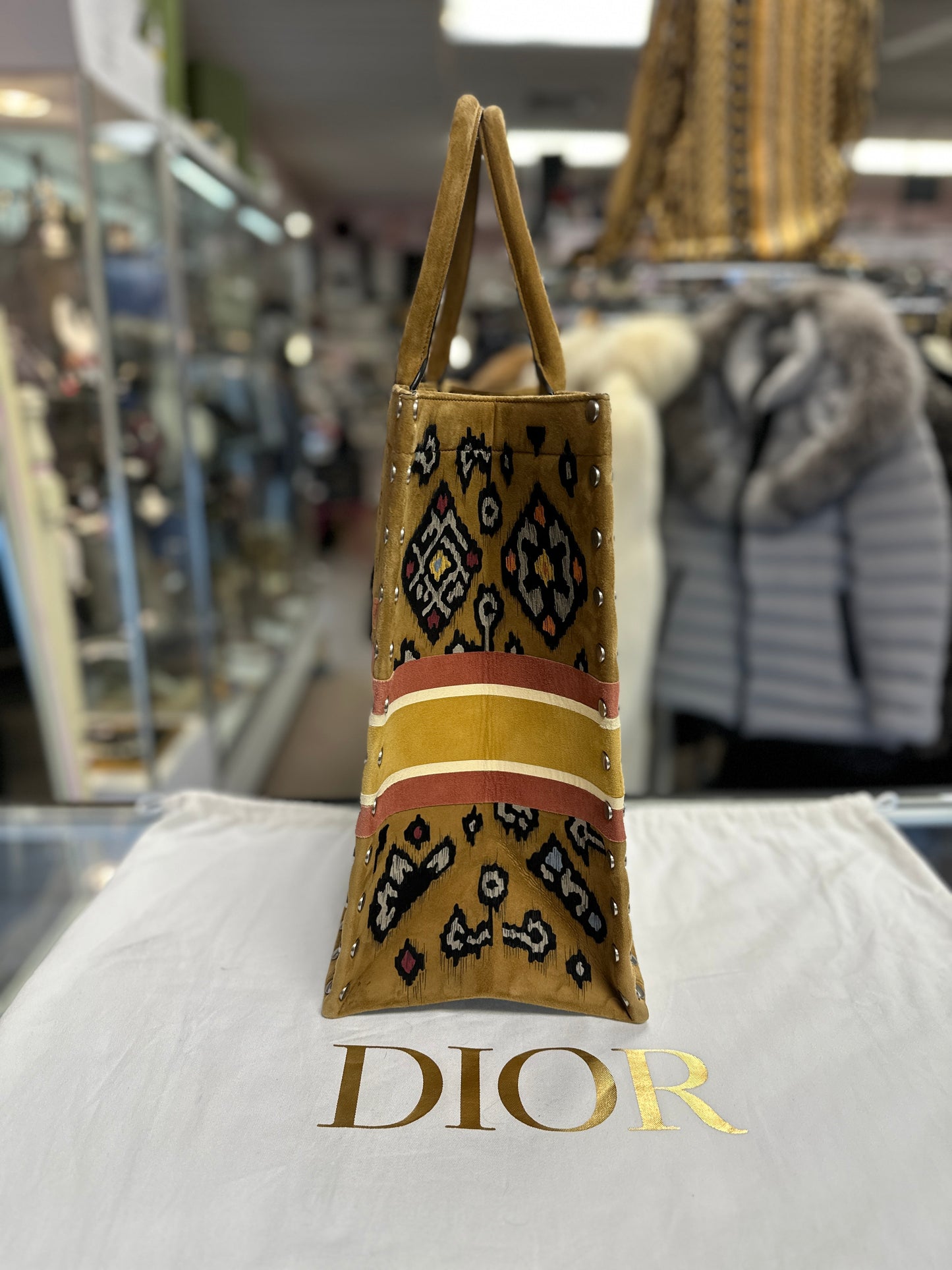 Dior Studded Embroidered Floral Book Tote