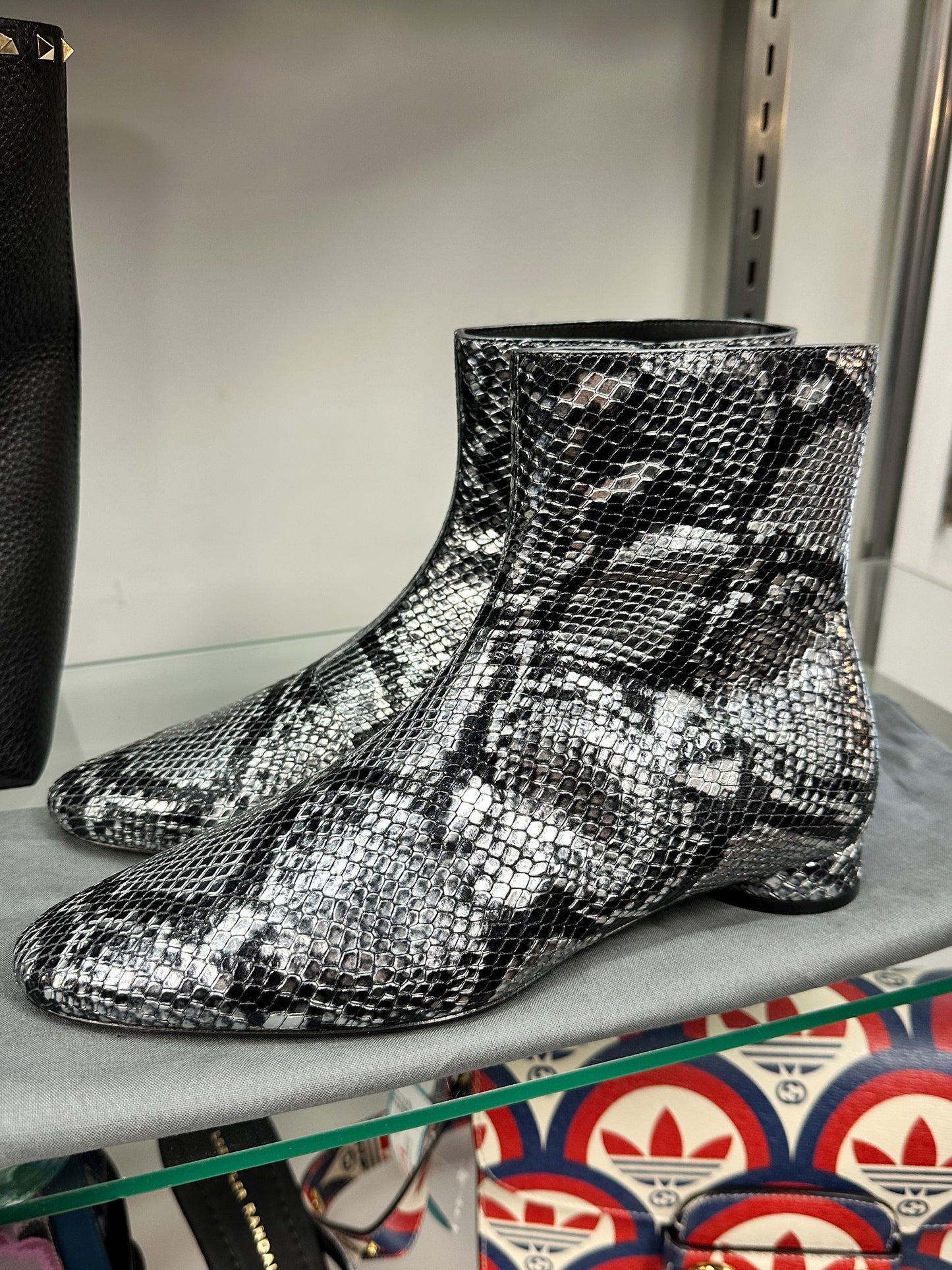 Balenciaga Snake Print Ankle Boots