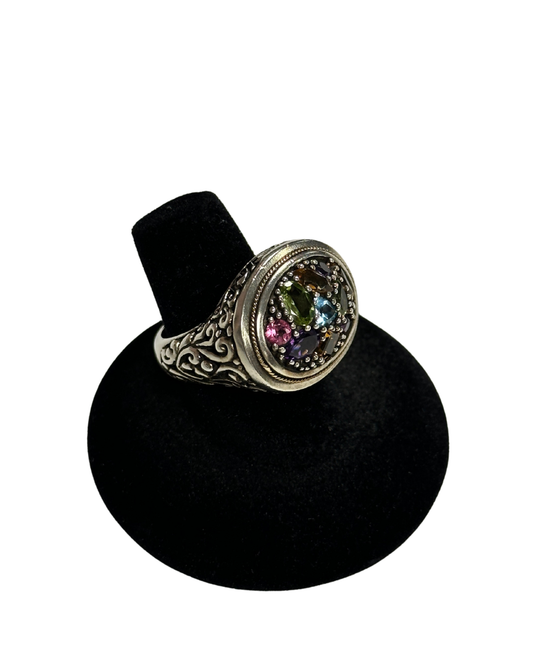 Sterling & 18K Stone Ring