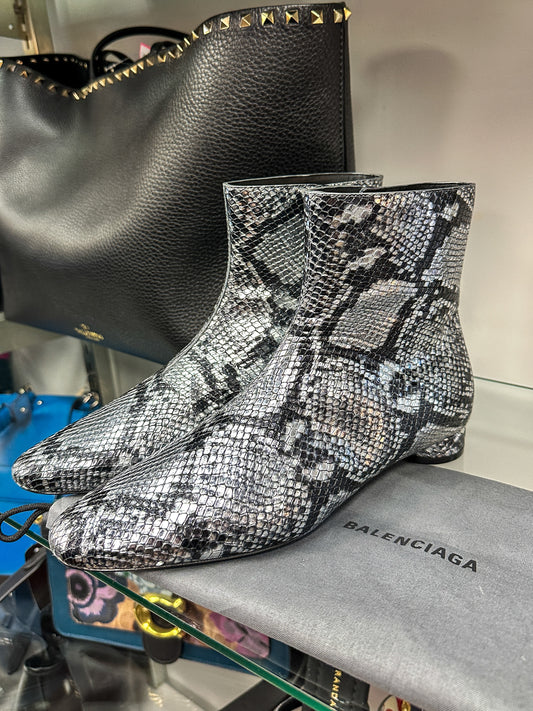 Balenciaga Snake Print Ankle Boots
