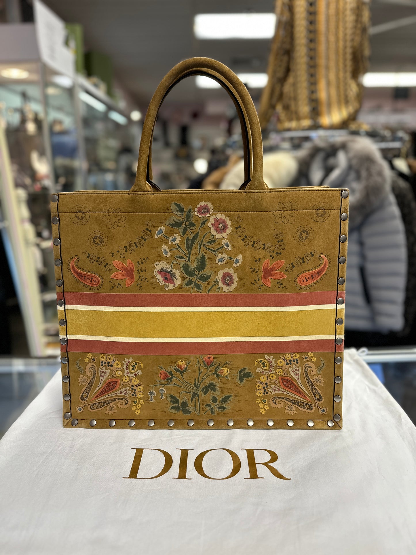 Dior Studded Embroidered Floral Book Tote