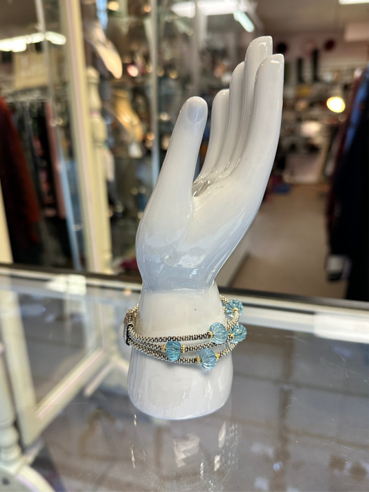LAGOS 18K Gold & Sterling Silver Caviar Sky Blue Topaz Bracelet