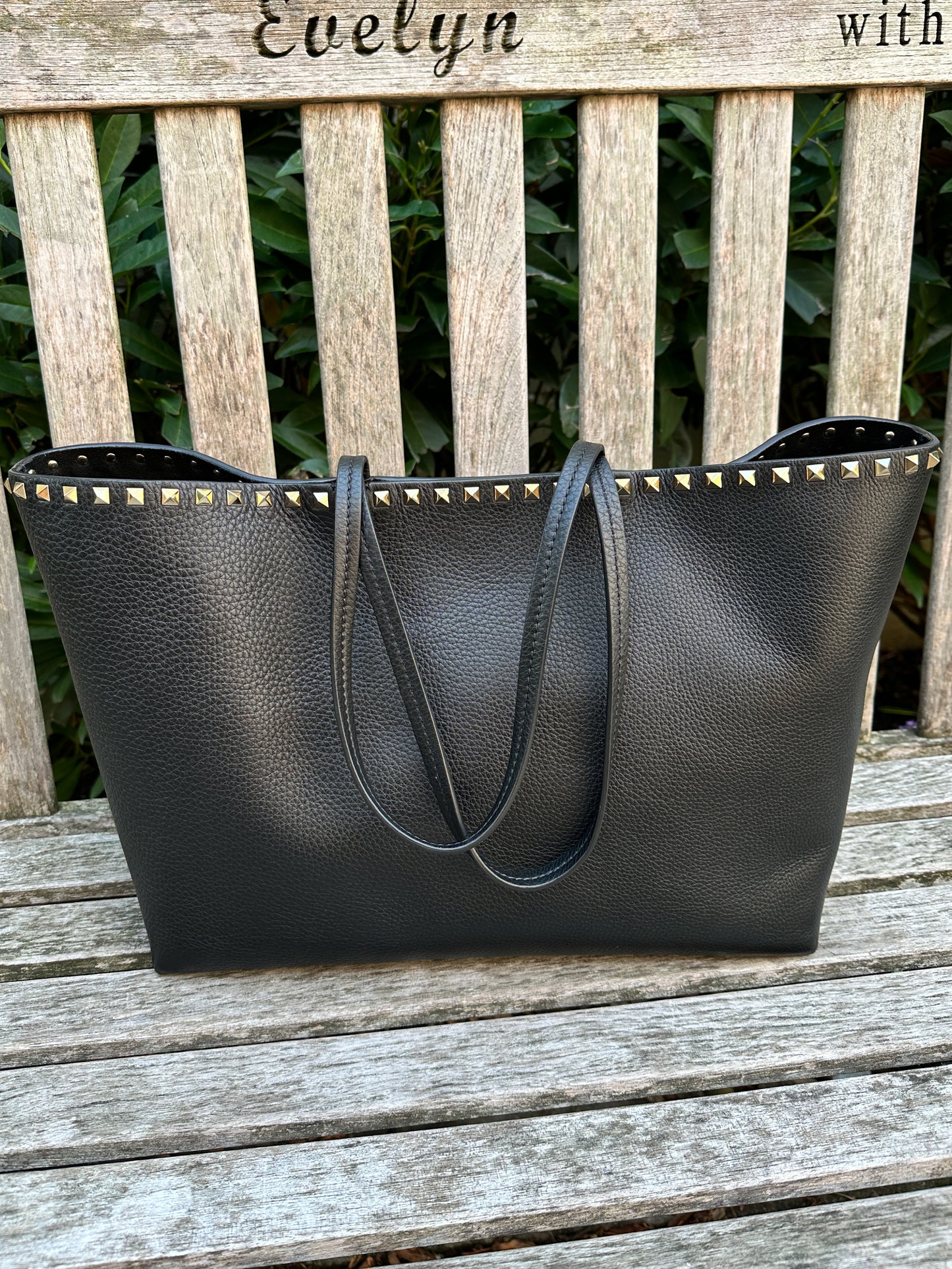 Valentino Black Rockstud Tote Bag