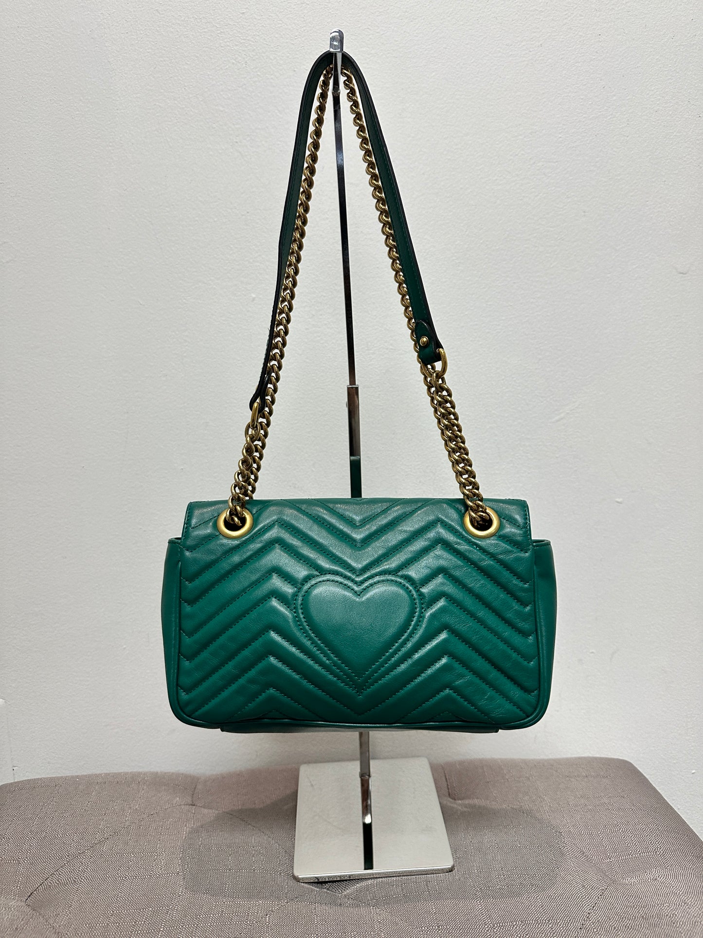Gucci Green GG Marmont Leather Crossbody Bag