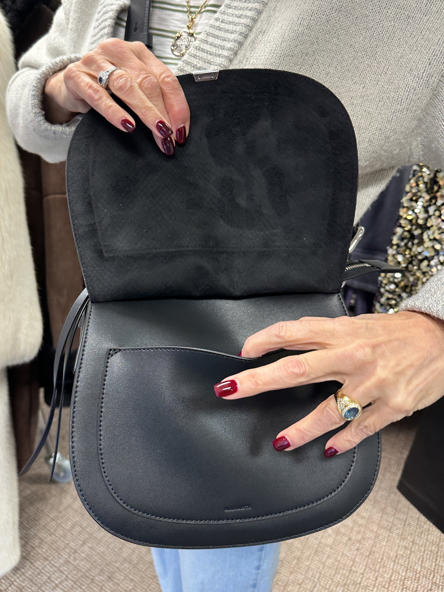 All Saints Leather Snake print Crossbody Bag