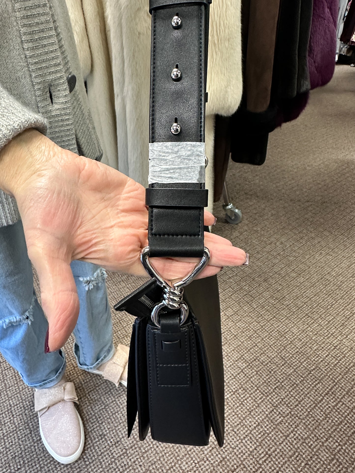 All Saints Leather Snake print Crossbody Bag