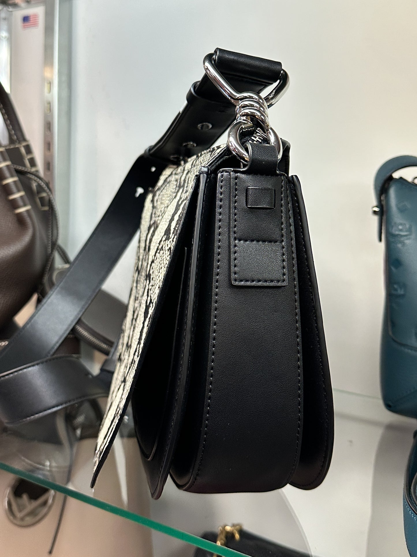 All Saints Leather Snake print Crossbody Bag