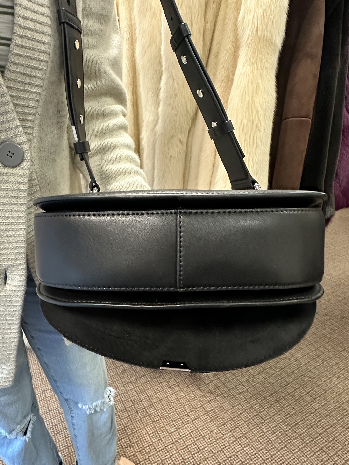 All Saints Leather Snake print Crossbody Bag