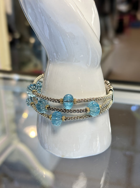 LAGOS 18K Gold & Sterling Silver Caviar Sky Blue Topaz Bracelet