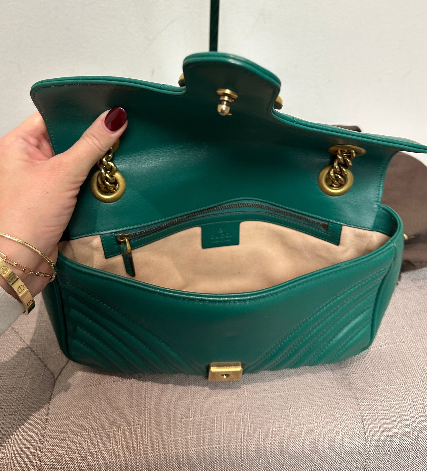 Gucci Green GG Marmont Leather Crossbody Bag