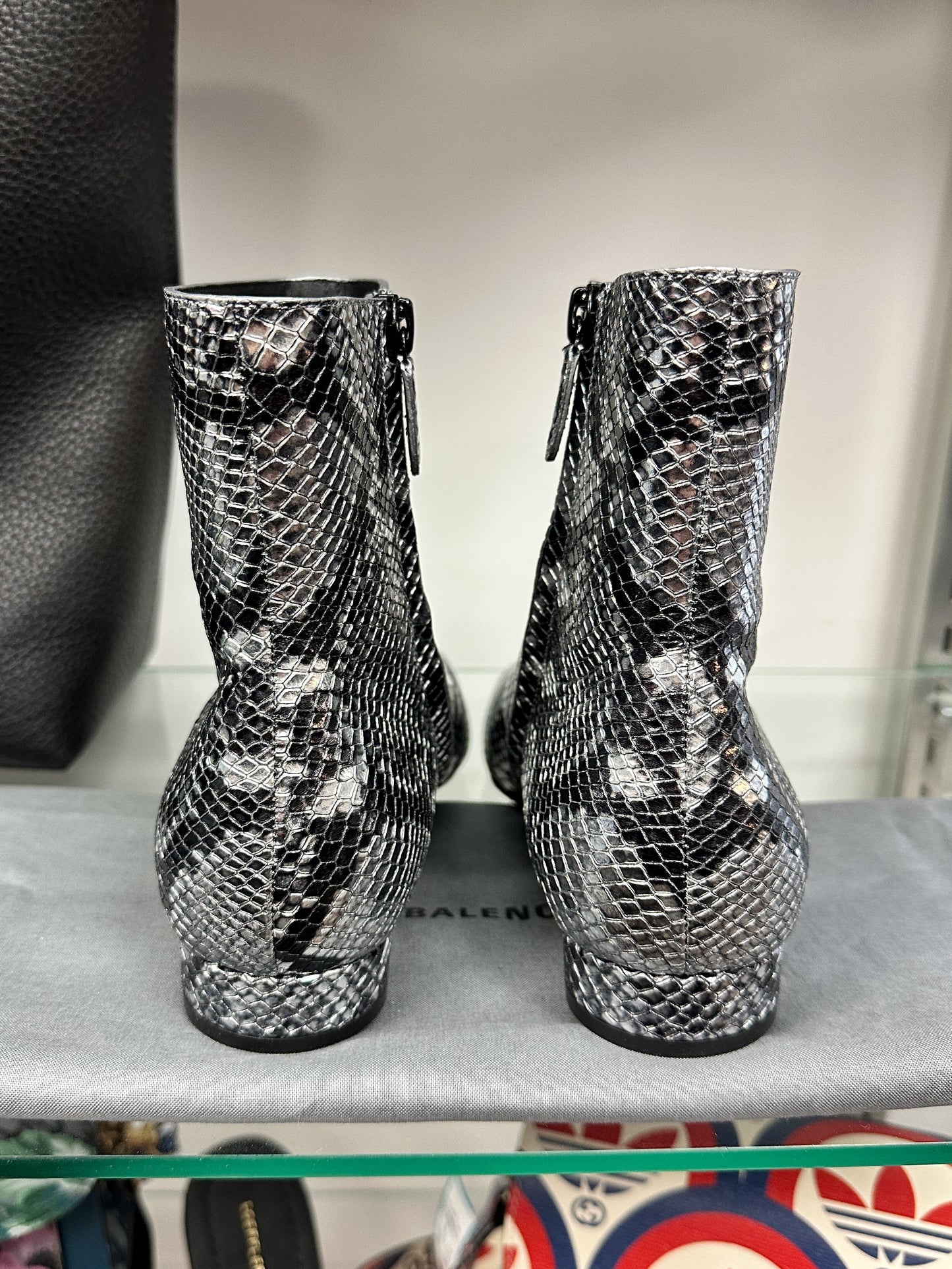 Balenciaga Snake Print Ankle Boots