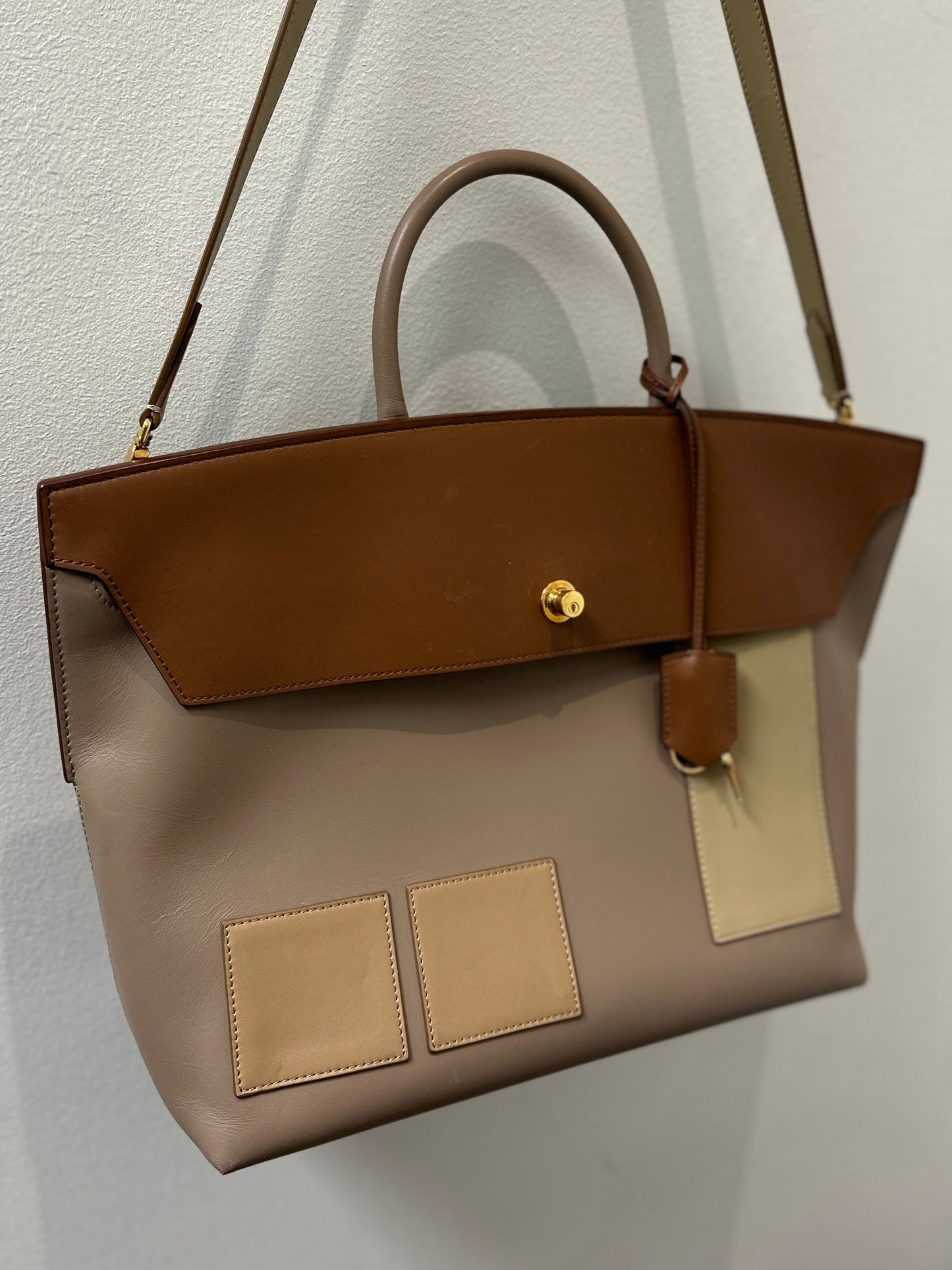 Burberry Leather Society Top Handle Bag