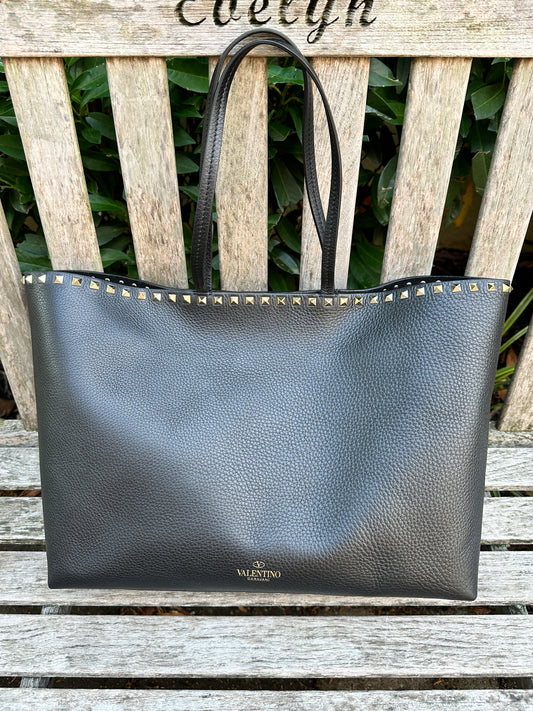 Valentino Black Rockstud Tote Bag