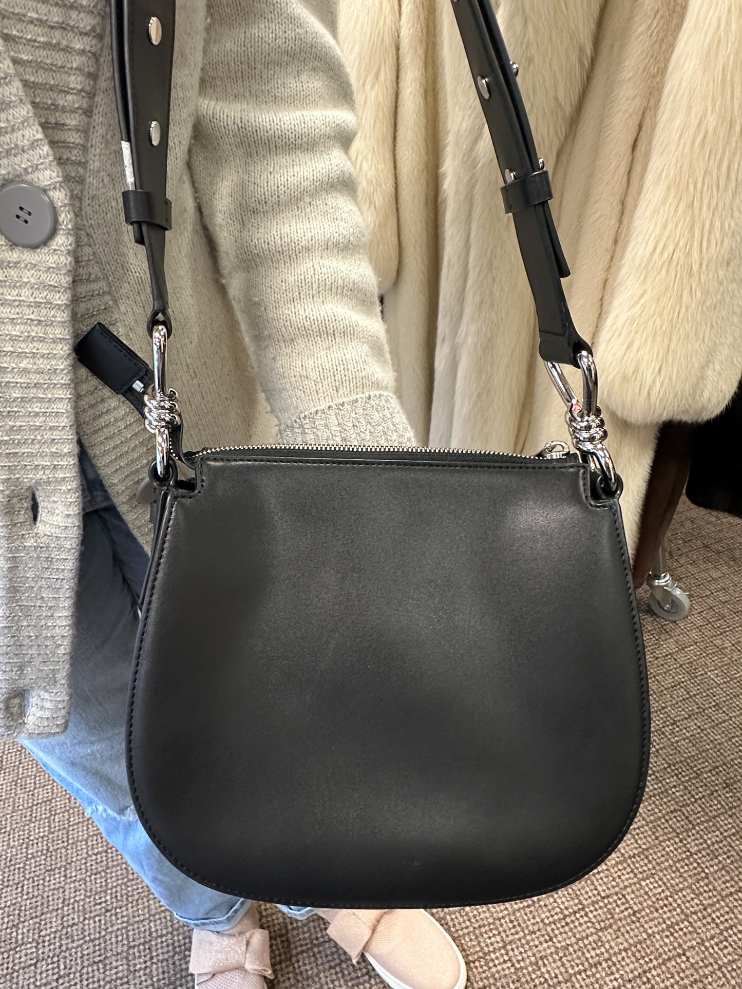 All Saints Leather Snake print Crossbody Bag