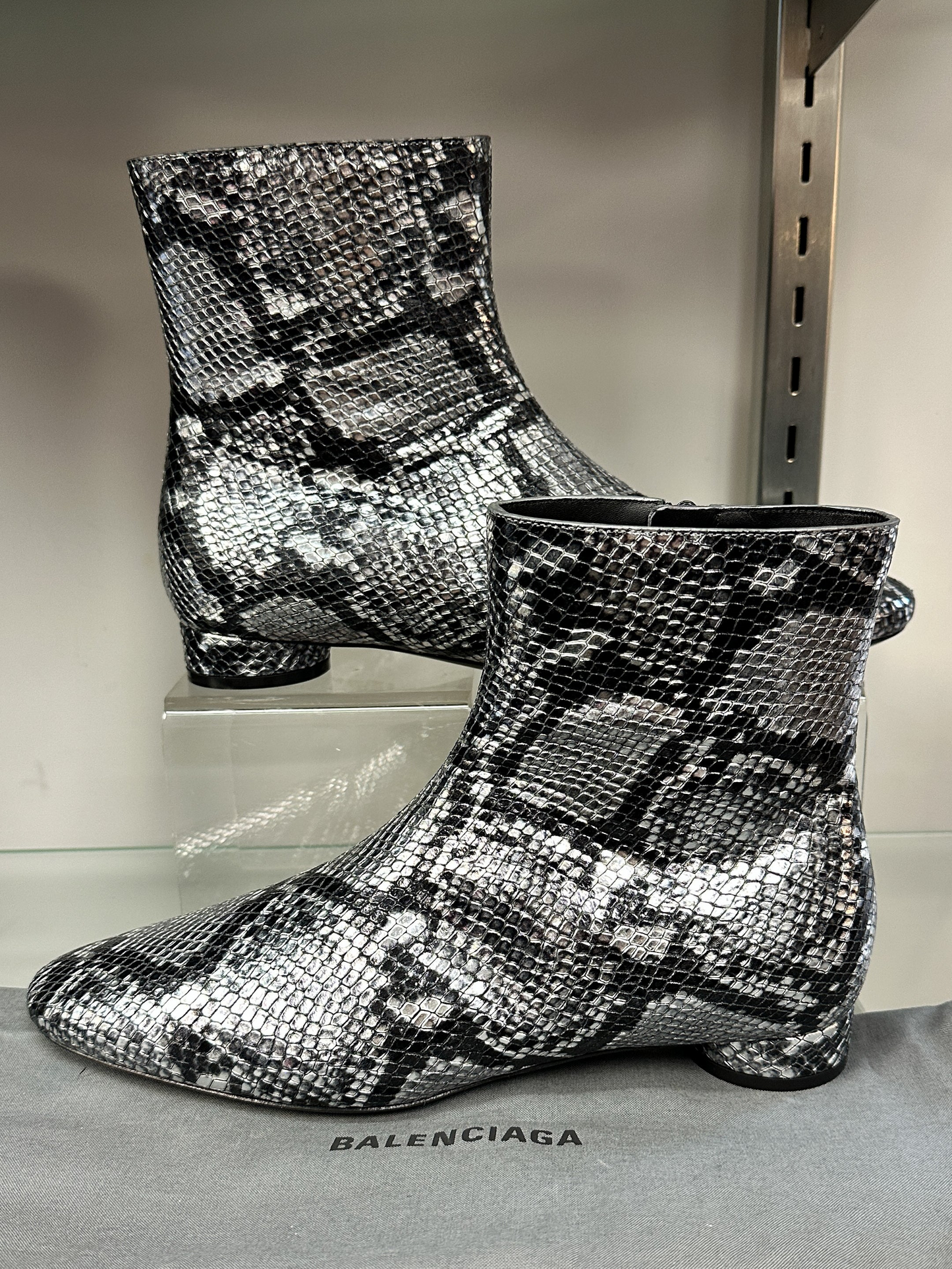 Balenciaga Snake Print Ankle Boots