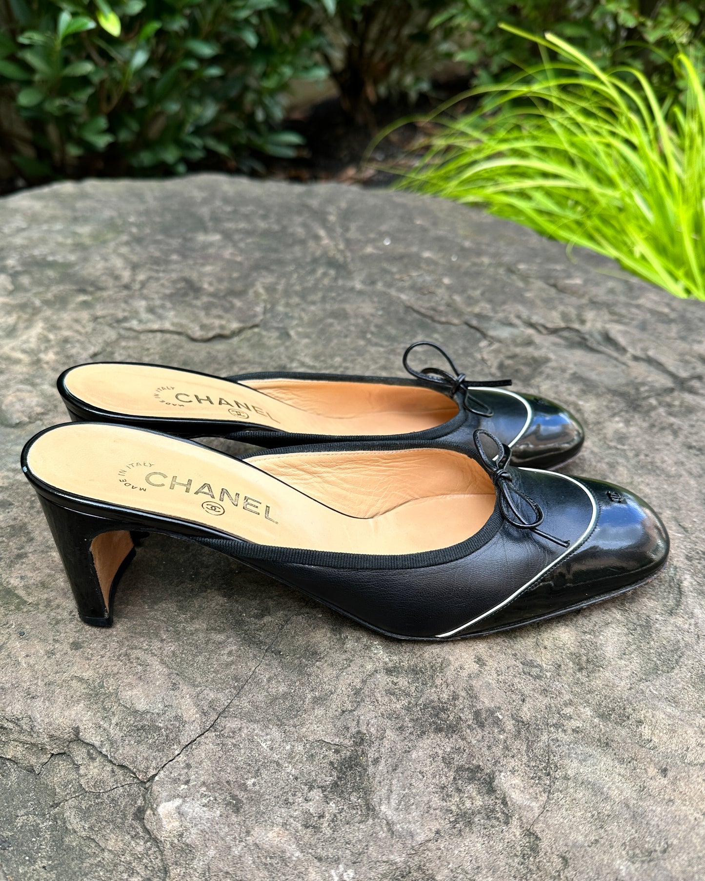 Chanel Bow Leather Mules